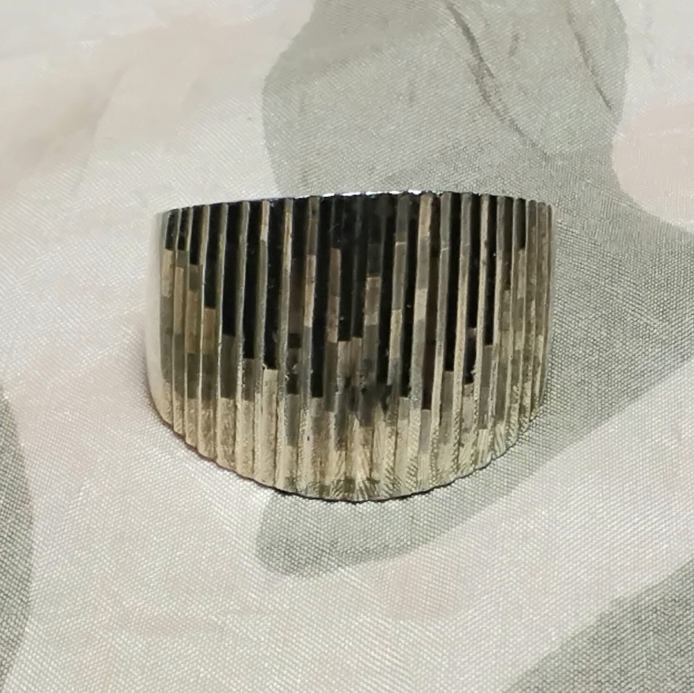 Vintage 925 Silver Mexico Ribbed Ring Sz 9-1/4